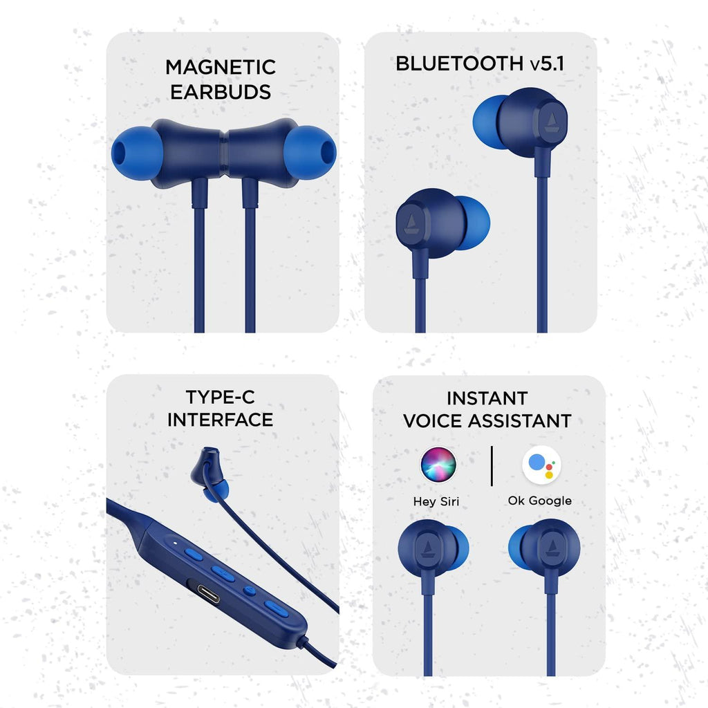 boAt Rockerz 378 Bluetooth Neckband with Spatial Bionic Sound Tuned by THX, Beast™ Mode, ASAP™ Charge, Signature Sound, 25 Hours Playtime & BT v5.1(Midnight Blue) - Triveni World