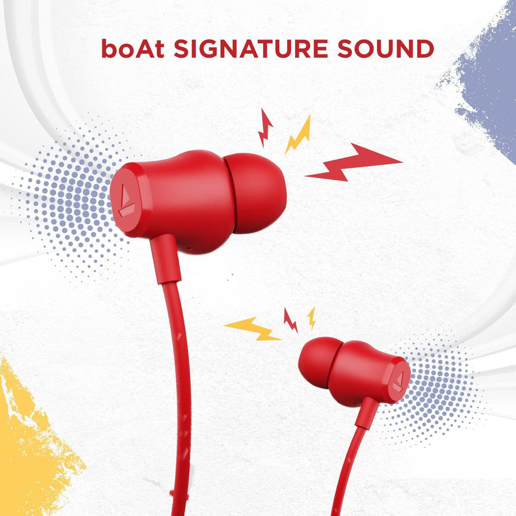 boAt Rockerz 378 Bluetooth Neckband with Spatial Bionic Sound Tuned by THX, Beast™ Mode, ASAP™ Charge, Signature Sound, 25 Hours Playtime & BT v5.1(Vibrant Red) - Triveni World