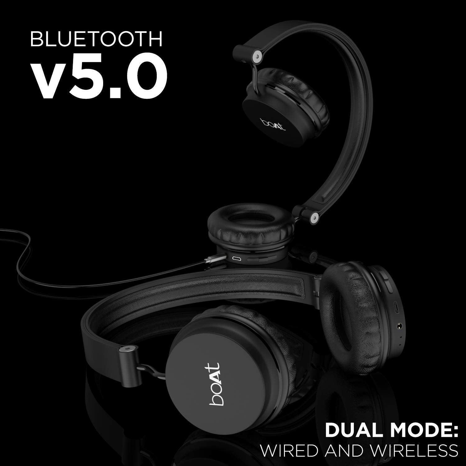 boAt Rockerz 410 Bluetooth Headphone with Super Extra Bass, Up to 8H Playtime, Dual Connectivity Modes, Foldable Earcups and Lightweight Design (Carbon Black) - Triveni World