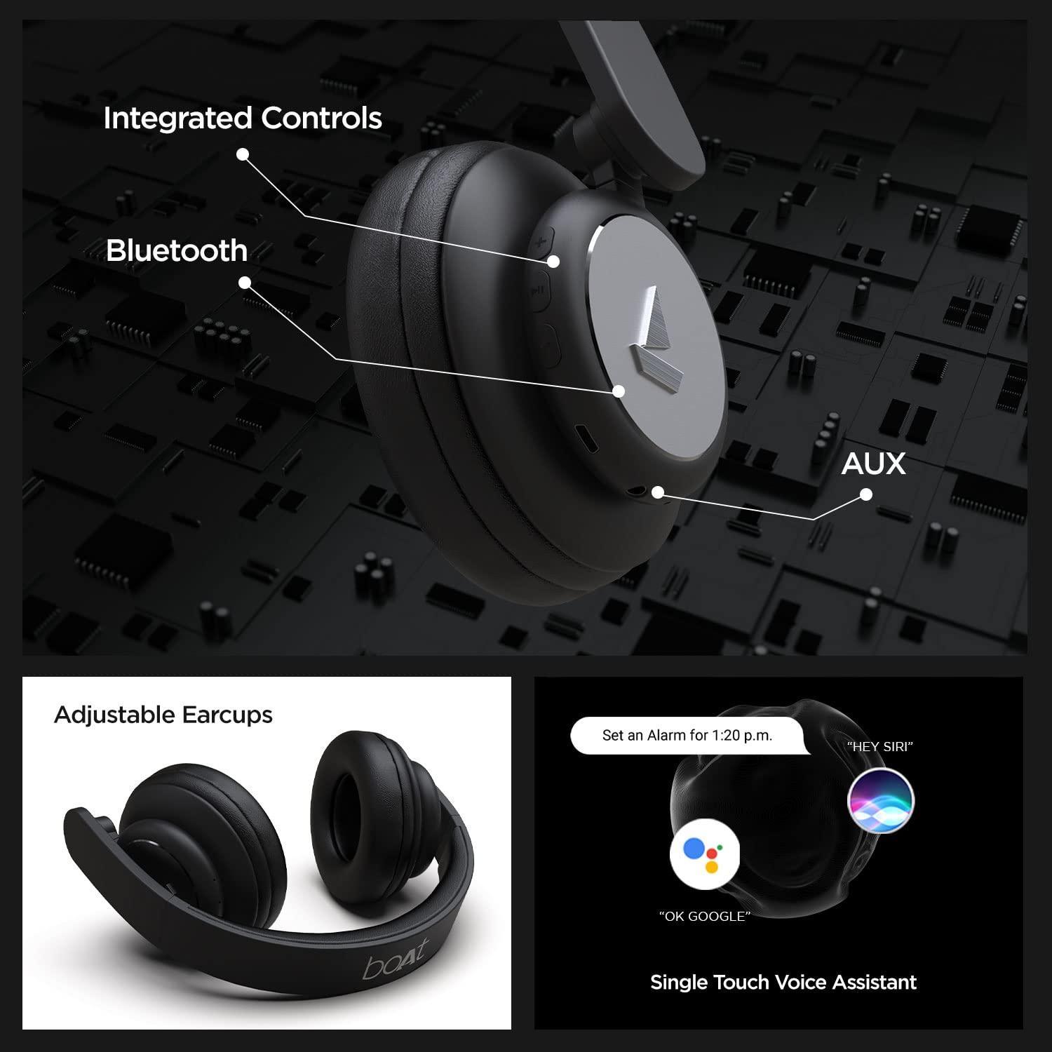 boAt Rockerz 450 Bluetooth On Ear Headphones with Mic, Upto 15 Hours Playback, 40MM Drivers, Padded Ear Cushions, Integrated Controls and Dual Modes(Luscious Black) - Triveni World