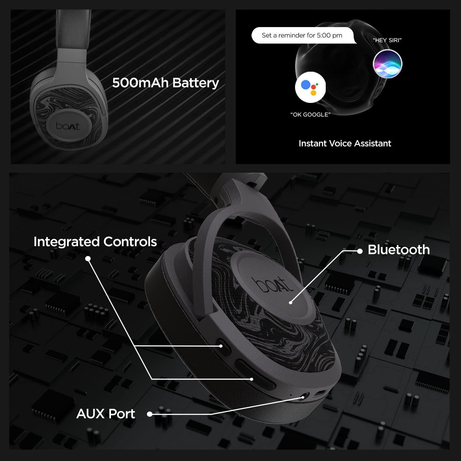 boAt Rockerz 550 Over Ear Bluetooth Headphones with Upto 20 Hours Playback, 50MM Drivers, Soft Padded Ear Cushions and Physical Noise Isolation, Without Mic (Black) - Triveni World