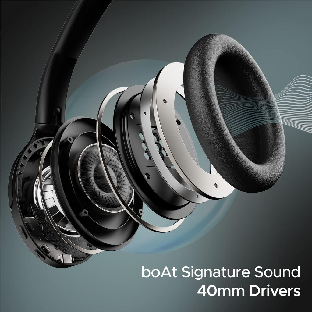 boAt Rockerz 551ANC Hybrid Active Noise Cancellation Headphones with Up to 100H Playtime, ASAP™ Charge, Ambient Sound Mode &Dual EQ Modes, ENx™ Technology(Stellar Black) - Triveni World