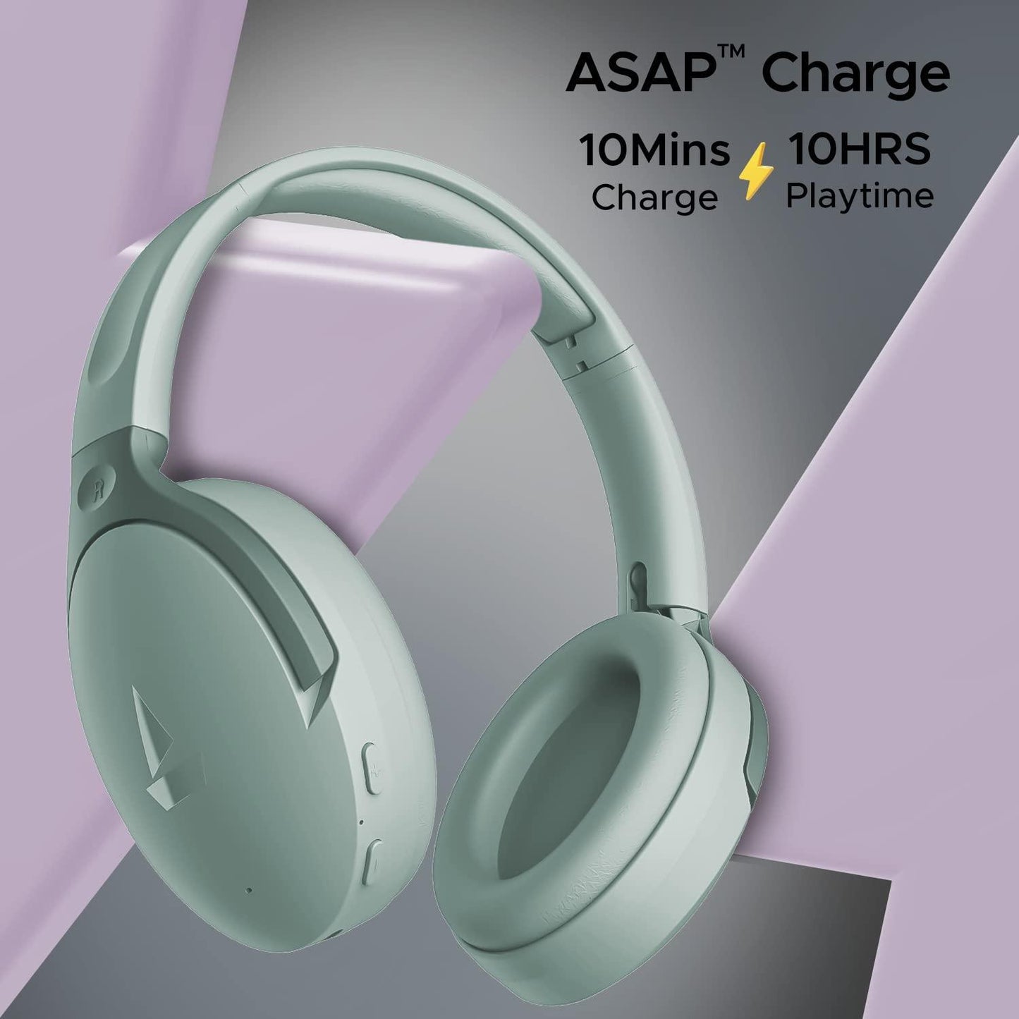 boAt Rockerz 551ANC Hybrid Active Noise Cancellation Over EarHeadphones with Up to 100H Playtime, ASAP Charge, Ambient Sound Mode &Dual EQ Modes, ENx Technology(Sage Green) - Triveni World