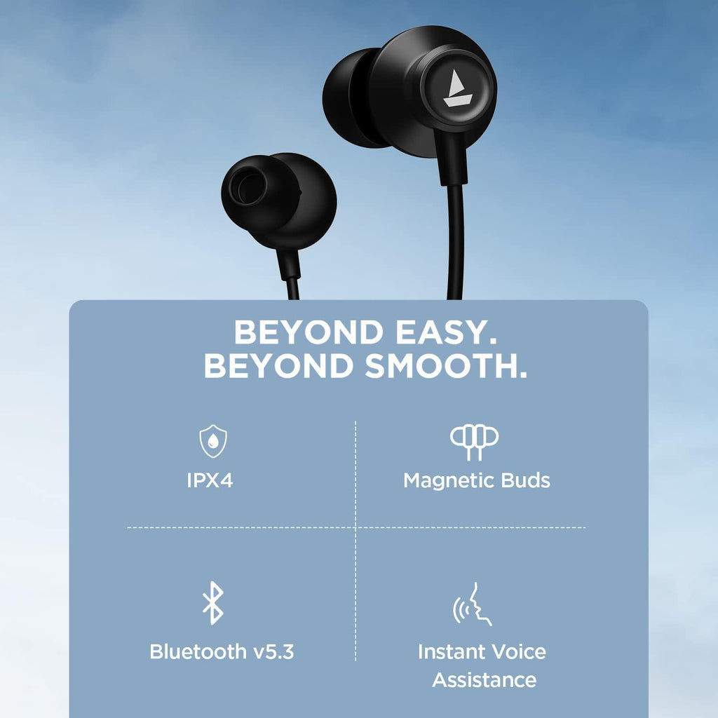 boAt Rockerz Apex Bluetooth Wireless in Ear Earphones with Spatial Bionic Sound Powered by Dirac Virtuo™, Touch Sensors, Beast™ Mode, ENx™ Tech,30H Playtime,ASAP™ Charge(Stellar Black) - Triveni World