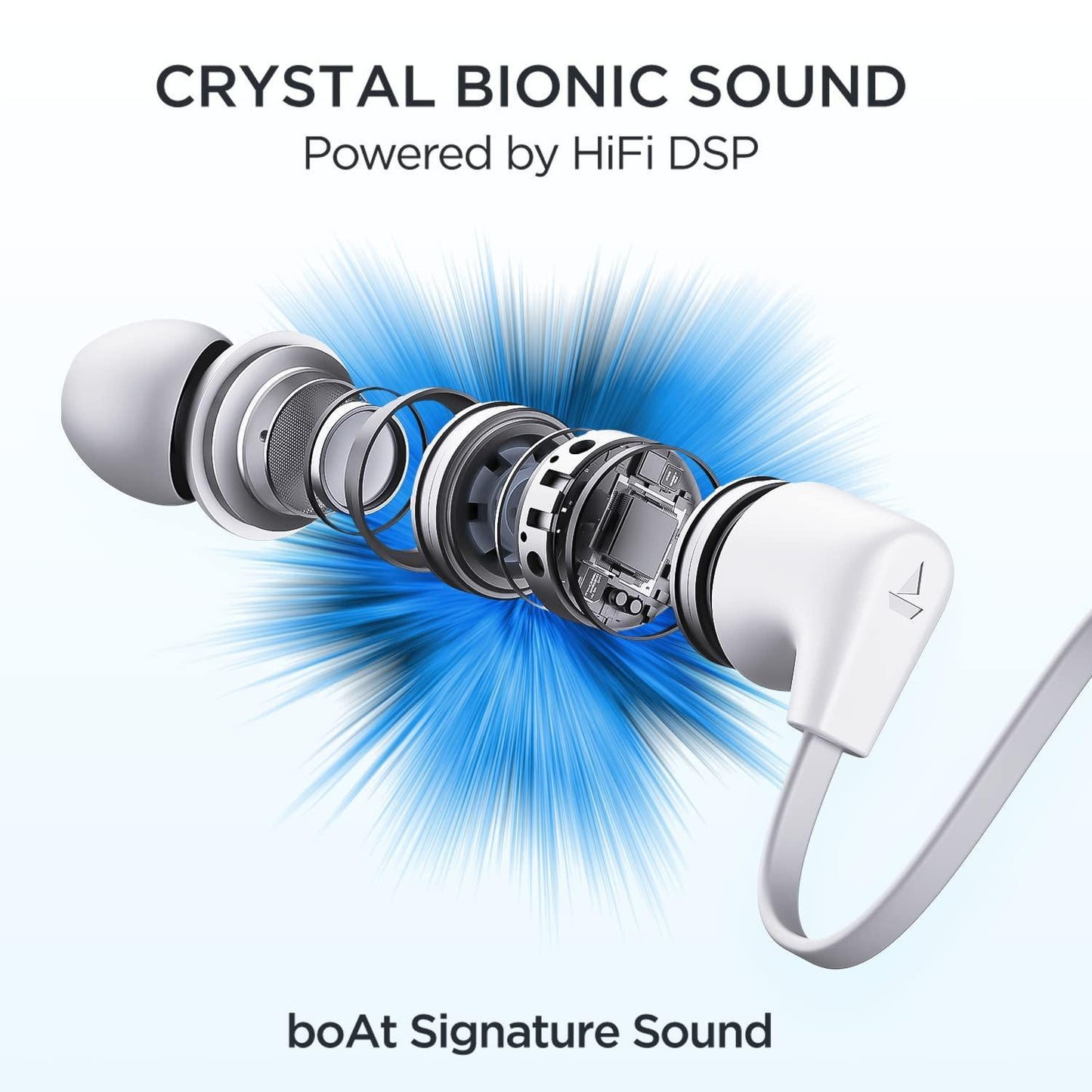 boAt Rockerz Trinity in Ear Earphones with 150H Playtime, Crystal Bionic Sound Powered by HiFi, Signature Sound, Beast™ Mode, ENx™ Tech, ASAP™ Charge, IPX5, Dual Pairing(Kutch White) - Triveni World