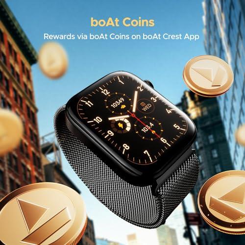 boAt Storm Call 3 w/Turn-by-Turn Navigation, 1.83" (4.6 cm) HD Display, Bluetooth Calling, Crest+ OS, QR Tray, Watch Face Studio, Coins, Emergency SOS Smart Watch for Men & Women(Black Metal) - Triveni World