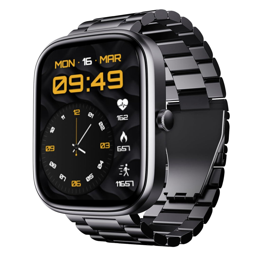 boAt Ultima Chronos with 1.96" AMOLED Display,Advanced BT Calling,Coins,DIY Watch Face Studio,Female Wellness,HR & SpO2 Monitoring, Energy & Sleep Score,IP67, Smart Watch for Men & Women(Steel Black) - Triveni World