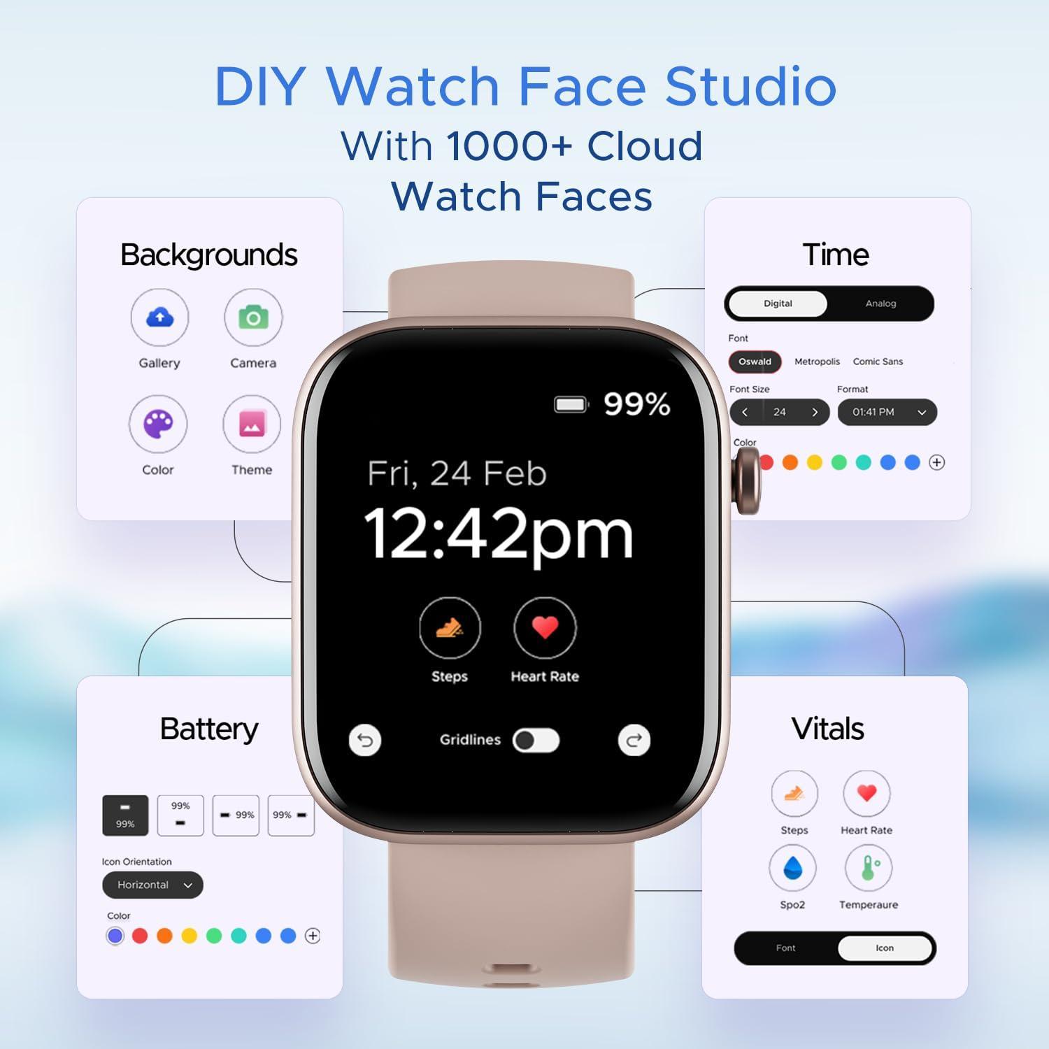 boAt Wave Call 2 with 1.83" HD Display, Advanced BT Calling, DIY Watch Face Studio, Coins, 700+Active Modes, Live Cricket Scores, Smart Watch for Men & Women(Cherry Blossom) - Triveni World