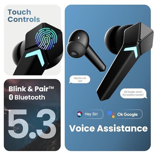 Boult Audio Ammo True Wireless in Ear Earbuds with 40ms Lowest Latency, 40H Playtime, ENC Mic, 13mm Bass Drivers, Interactive LED, Type-C Fast Charging (10Min=150min) Bluetooth Ear Buds - Triveni World