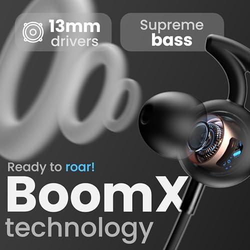 Boult Audio Curve Max Bluetooth Earphones with 100H Playtime, Clear Calling ENC Mic, Dual Device Connectivity, Lowest Latency Gaming, 13mm Bass Driver, Made in India Neckband Wireless Earphone (Black) - Triveni World