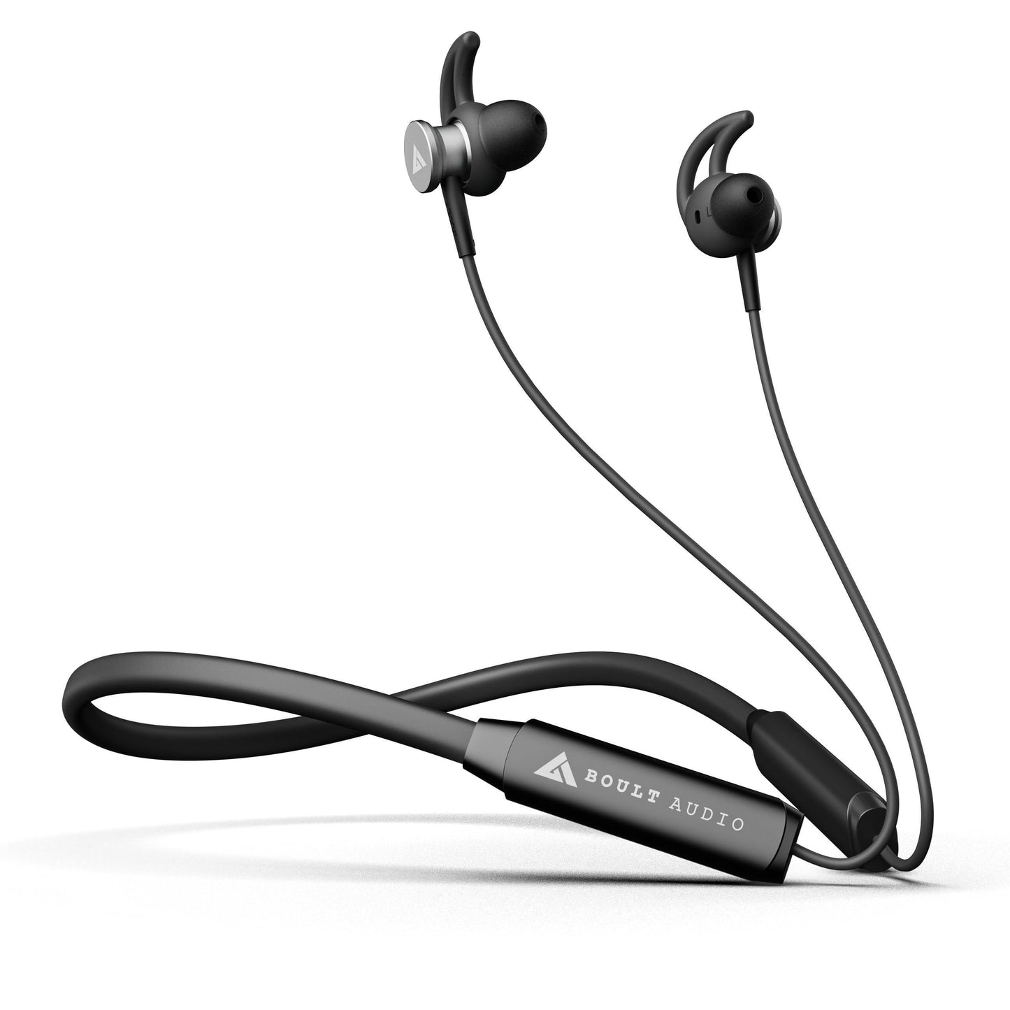 Boult Audio FXCharge Bluetooth Earphones with 32H Playtime, Dual Pairing Neckband, Zen™ ENC Mic, Type-C Fast Charging (5Mins=7.5Hrs), Biggest 14.2mm Bass Driver IPX5 Premium Silicone Neck band (Black) - Triveni World