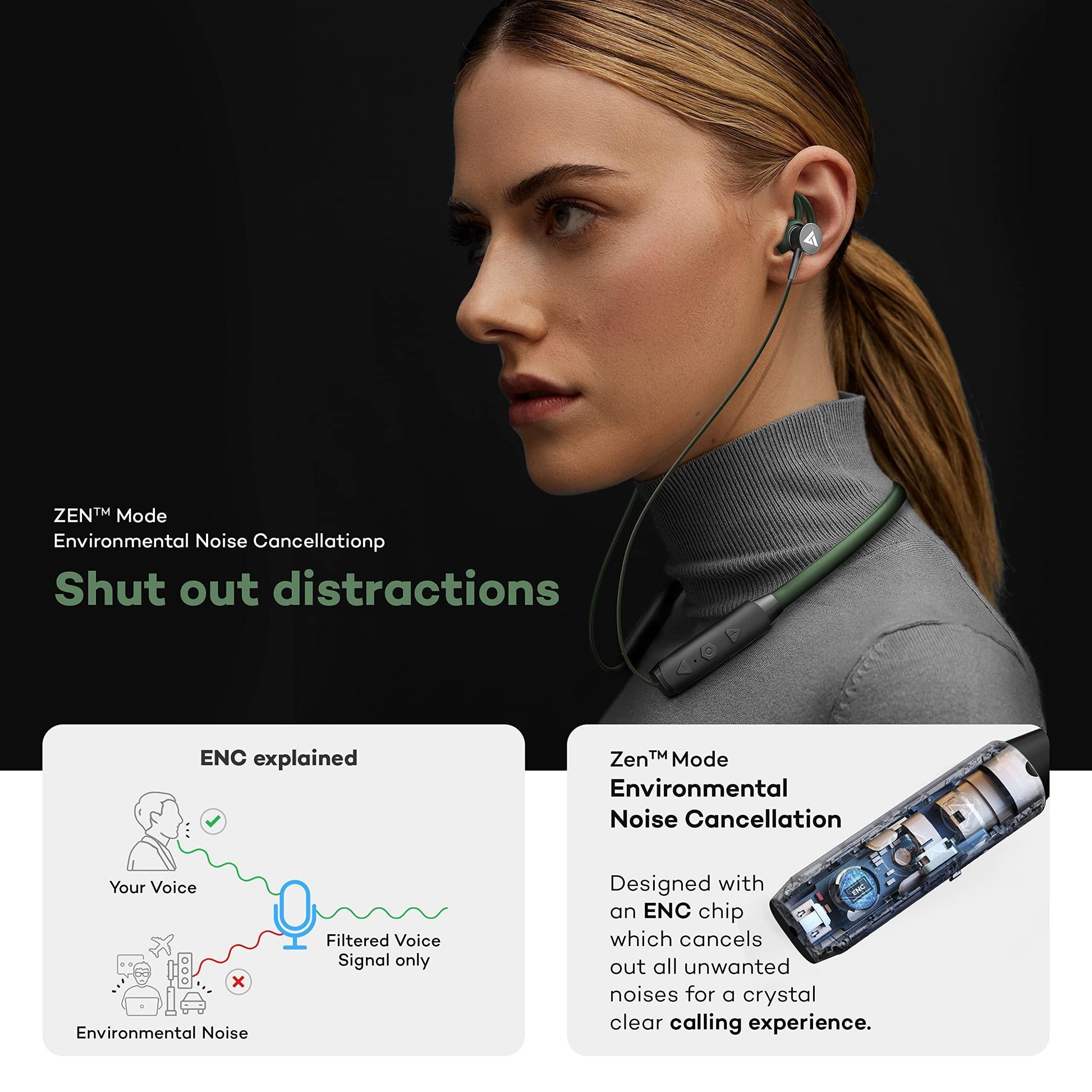 Boult Audio FXCharge Bluetooth Earphones with 32H Playtime, Dual Pairing Neckband, Zen™ ENC Mic, Type-C Fast Charging (5Mins=7.5Hrs), Biggest 14.2mm Bass Driver IPX5 Premium Silicone Neck band (Black) - Triveni World