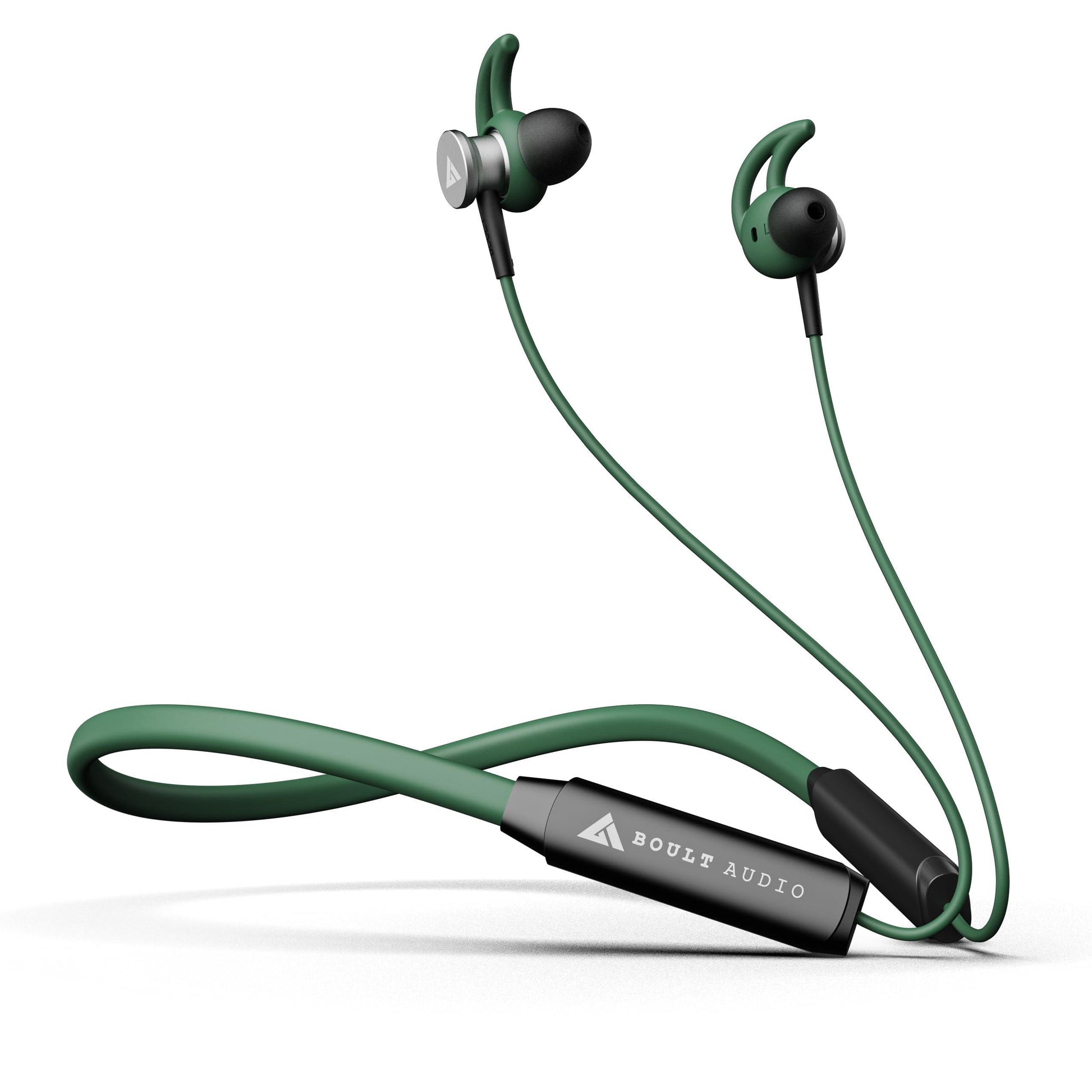 Boult Audio FXCharge Bluetooth Earphones with 32H Playtime, Dual Pairing Neckband, Zen™ ENC Mic, Type-C Fast Charging (5Mins=7.5Hrs), Biggest 14.2mm Bass Driver IPX5 Premium Silicone Neck band (Green) - Triveni World