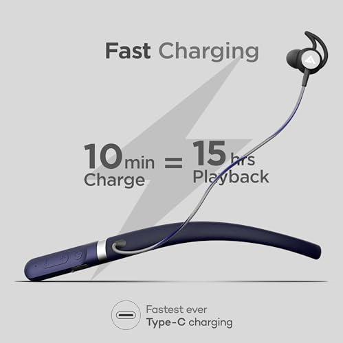 Boult Audio Just Launched FCharge Bluetooth Earphones with 40H Playtime, Zen ENC Mic, Dual Device Connectivity, Type C Fast Charging, 14.2mm Bass Driver, Made in India, IPX5 Silicon Neckband (Blue) - Triveni World