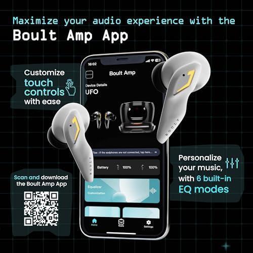 Boult Audio [Just Launched] UFO True Wireless in Ear Earbuds with 48H Playtime, Built-in App Support, 4 Mics Clear Calling, Low Latency Gaming, Made in India Bluetooth 5.3 TWS Ear Buds (Black Gloss) - Triveni World