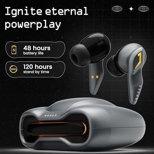 Boult Audio [Just Launched] UFO True Wireless in Ear Earbuds with 48H Playtime, Built-in App Support, 4 Mics Clear Calling, Low Latency Gaming, Made in India Bluetooth 5.3 TWS Ear Buds (Smoky Metal) - Triveni World