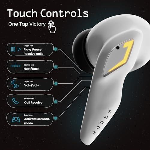 Boult Audio [Just Launched] UFO True Wireless in Ear Earbuds with 48H Playtime, Built-in App Support, 4 Mics Clear Calling, Low Latency Gaming, Made in India Bluetooth 5.3 TWS Ear Buds (White Opal) - Triveni World