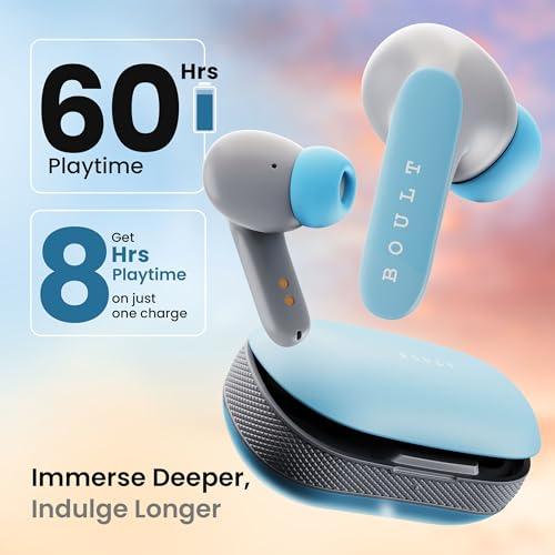 Boult Audio Newly Launched Z20 Pro, Truly Wireless Bluetooth Ear buds with 60 Hours Playtime, 4 Mics Clear Calling, 45ms Low Latency, Rich Bass Drivers, TWS earbuds bluetooth wireless (Powder Blue) - Triveni World