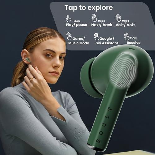 Boult Audio W20 Truly Wireless in Ear Earbuds with 35H Playtime, Zen™ ENC Mic, 45ms Low Latency, 13mm Bass Drivers, Type-C Fast Charging, Made in India,Touch Controls, IPX5 Ear Buds TWS (Pine Green) - Triveni World