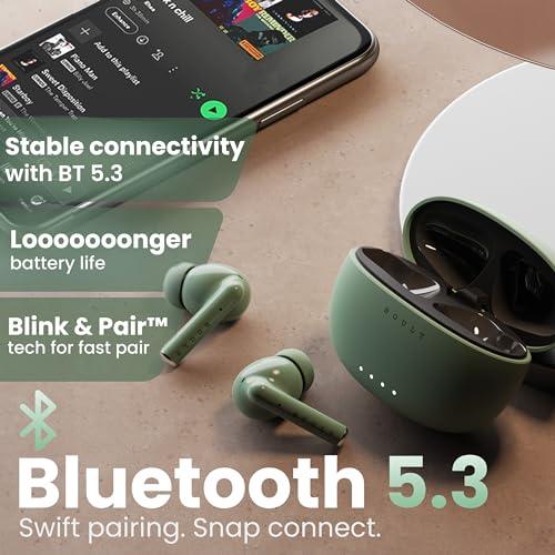 Boult Audio W20 Truly Wireless in Ear Earbuds with 35H Playtime, Zen™ ENC Mic, 45ms Low Latency, 13mm Bass Drivers, Type-C Fast Charging, Made in India,Touch Controls, IPX5 Ear Buds TWS (Pine Green) - Triveni World