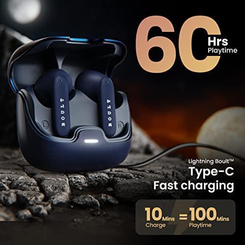 Boult Audio Z40 True Wireless in Ear Earbuds with 60H Playtime, Zen™ ENC Mic, Low Latency Gaming, Type-C Fast Charging, Made in India, 10mm Rich Bass Drivers, IPX5, Bluetooth 5.3 Ear Buds TWS (Blue) - Triveni World