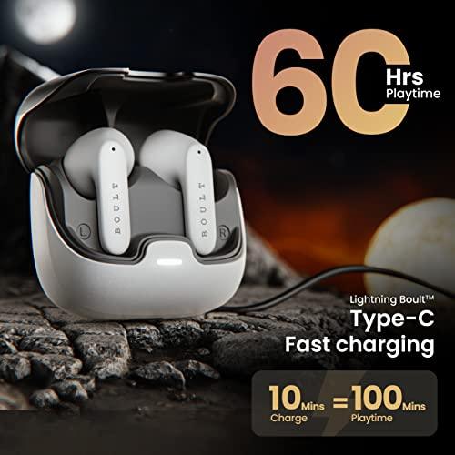 Boult Audio Z40 True Wireless in Ear Earbuds with 60H Playtime, Zen™ ENC Mic, Low Latency Gaming, Type-C Fast Charging, Made in India, 10mm Rich Bass Drivers, IPX5, Bluetooth 5.3 Ear Buds TWS (White) - Triveni World