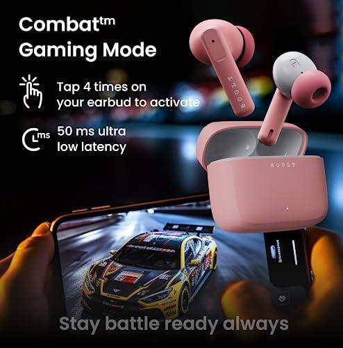 Boult Audio Z60 Truly Wireless in Ear Earbuds with 60H Playtime, 4 Mics ENC Clear Calling, 50ms Low Latency Gaming, 13mm Bass Driver, Type-C Fast Charging, IPX5 Ear Buds Bluetooth 5.3 (Flamingo Pink) - Triveni World