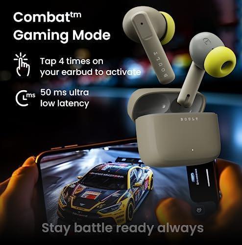 Boult Audio Z60 Truly Wireless in Ear Earbuds with 60H Playtime, 4 Mics ENC Clear Calling, 50ms Low Latency Gaming, 13mm Bass Driver, Type-C Fast Charging, IPX5 Ear Buds Bluetooth 5.3 (Spring Green) - Triveni World