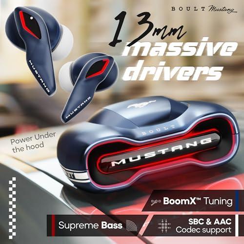 Boult x Mustang Torq Newly Launched Truly Wireless in Ear Earbuds with 50H Playtime, App Support, Quad Mic ENC, 45ms Low Latency, Breathing LEDs, 13mm Drivers, Made in India ear buds TWS Bluetooth 5.4 - Triveni World