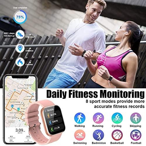 Bouncefit D20 Y68 Fitness Band Smart watch for Men, Women, Boys, Girls, Kids – Single Touch Interface, Water Resistant, Workout Modes, Quick Charge Sports Smartwatch – Pink - Triveni World