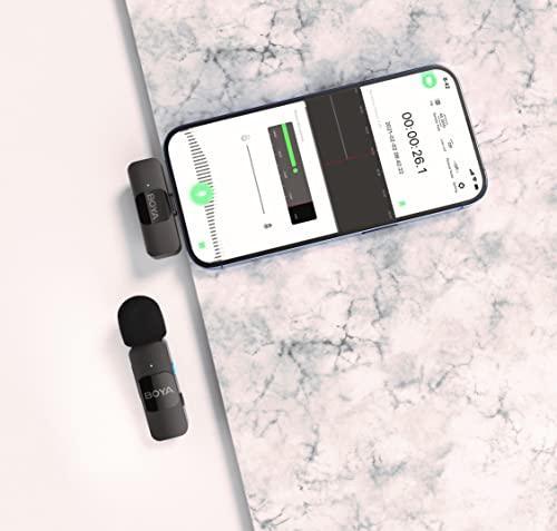 Boya by-V1 2.4 ghz Omnidirectional Wireless Microphone System with a Transmitter & a Receiver for iOS Devices. MFI Certified. for Social Media, YouTube Content with Rechargeable Battery. 50m Range. - Triveni World