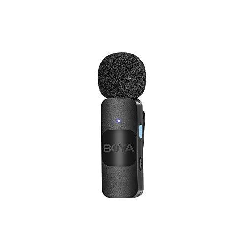 Boya by-V1 2.4 ghz Omnidirectional Wireless Microphone System with a Transmitter & a Receiver for iOS Devices. MFI Certified. for Social Media, YouTube Content with Rechargeable Battery. 50m Range. - Triveni World