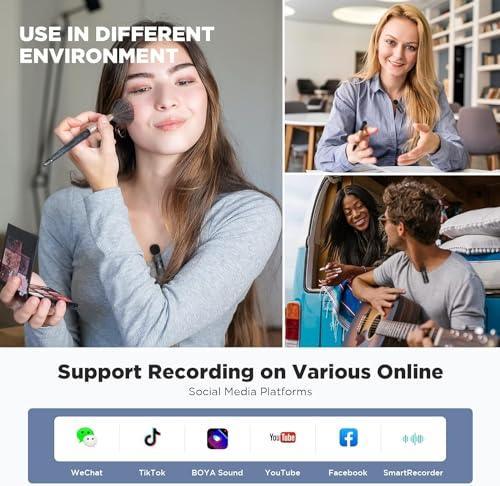 Boya by-V1 2.4 ghz Omnidirectional Wireless Microphone System with a Transmitter & a Receiver for iOS Devices. MFI Certified. for Social Media, YouTube Content with Rechargeable Battery. 50m Range. - Triveni World