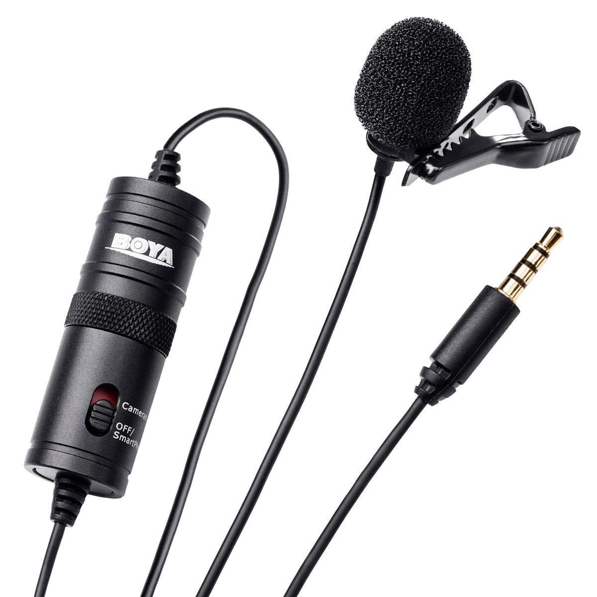 Boya ByM1 Auxiliary Omnidirectional Lavalier Condenser Microphone with 20ft Audio Cable (Black) - Triveni World