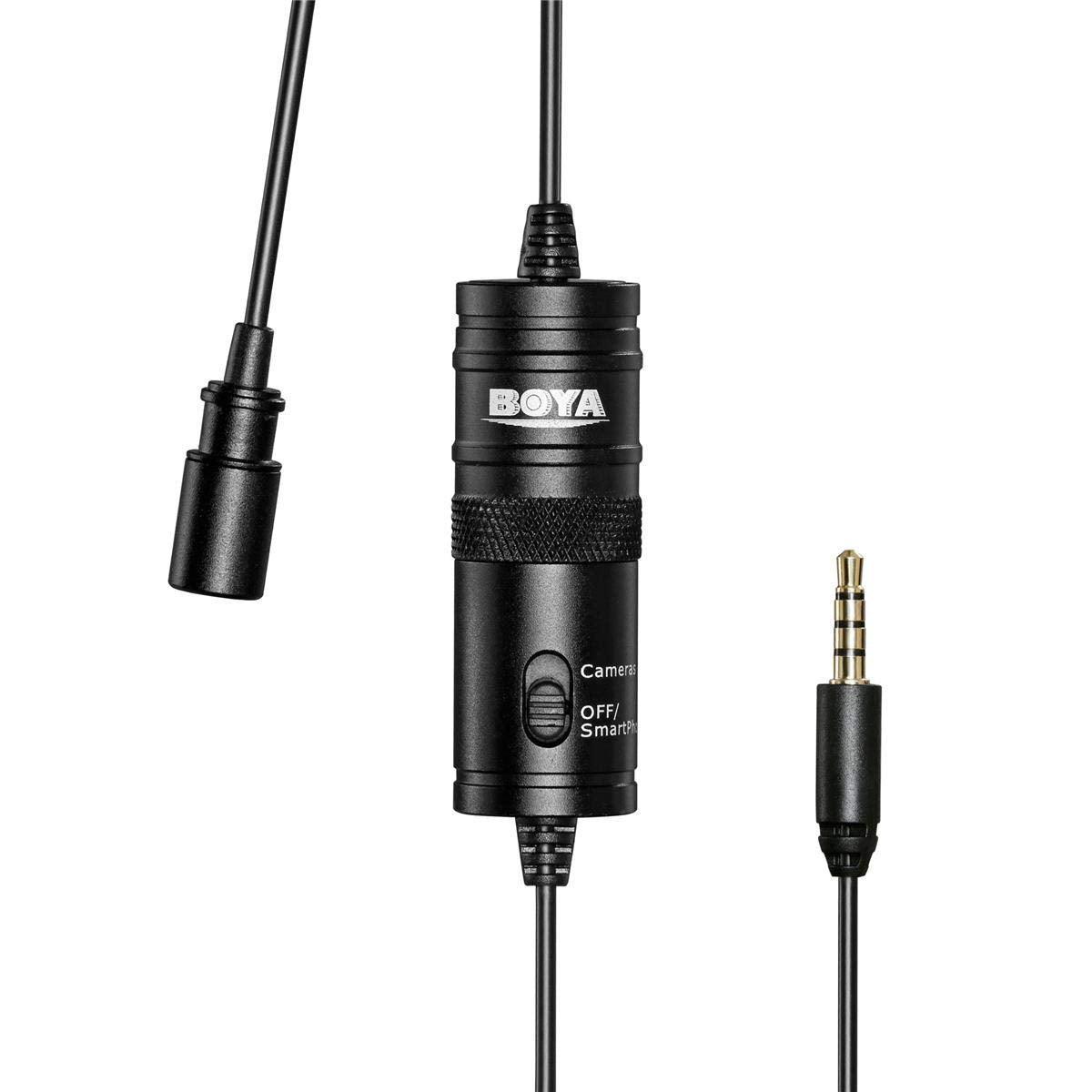 Boya ByM1 Auxiliary Omnidirectional Lavalier Condenser Microphone with 20ft Audio Cable (Black) - Triveni World