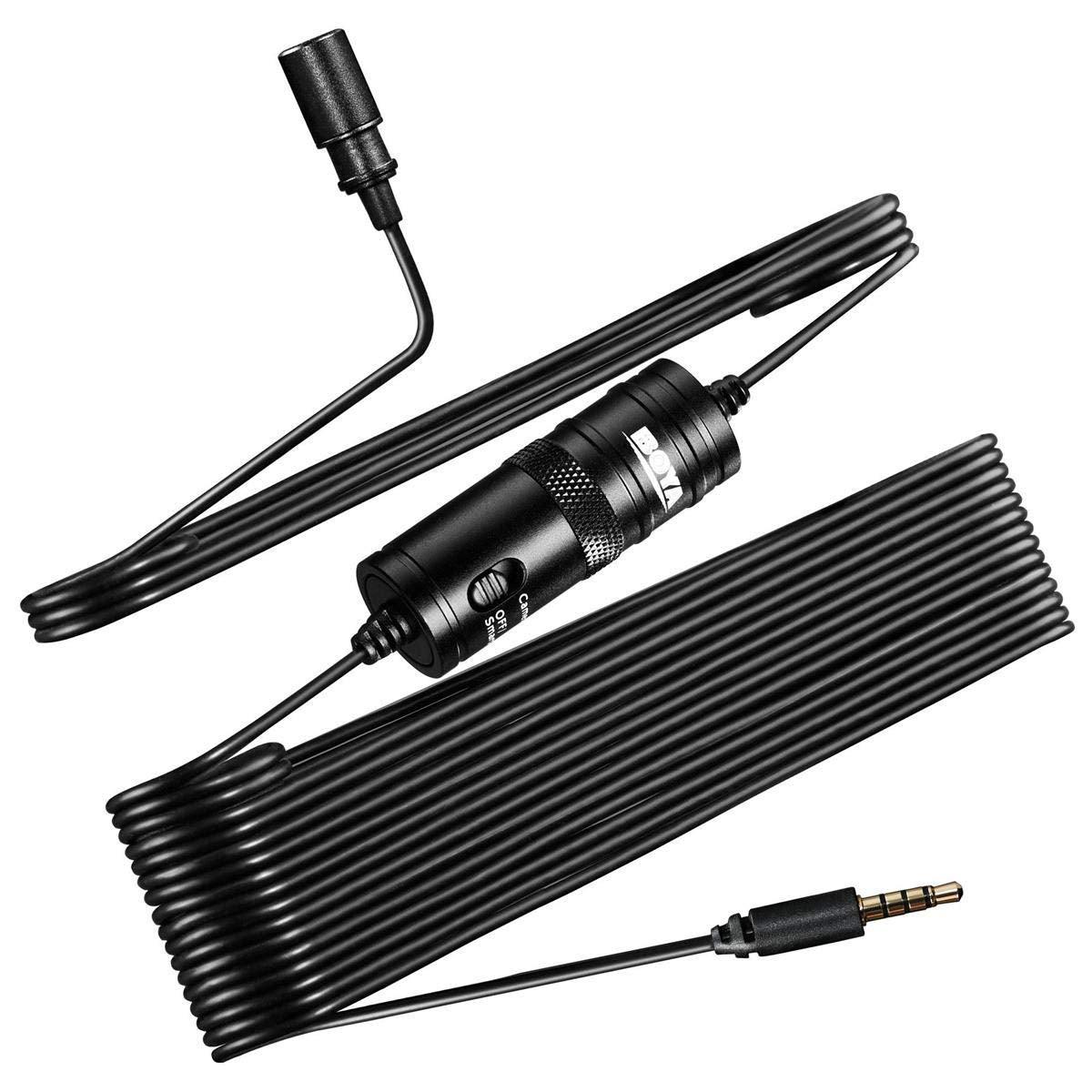 Boya ByM1 Auxiliary Omnidirectional Lavalier Condenser Microphone with 20ft Audio Cable (Black) - Triveni World