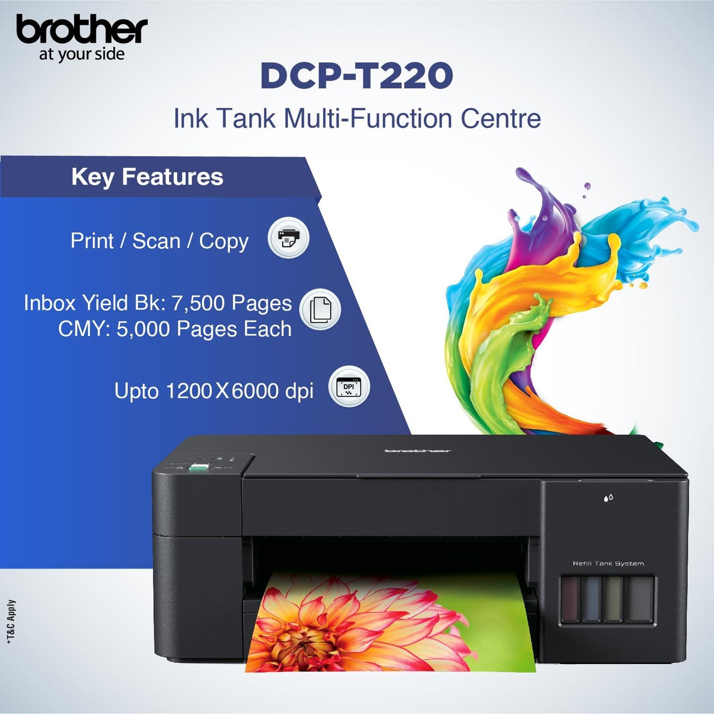 Brother DCP-T220 All-in One Ink Tank Refill System Printer - Triveni World