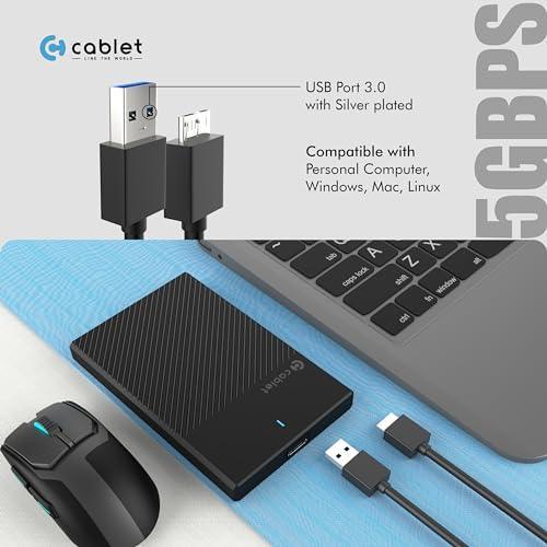 Cablet 2.5 Inch SATA USB 3.0 HDD/SSD Portable External Enclosure for 7mm and 9.5mm, Tool-Free Design, Supports UASP Max 6TB - Triveni World