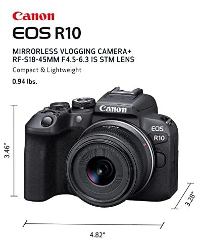 Canon EOS R10 24.2MP RF-S18-45mm f/4.5-6.3 IS STM Mirrorless Camera (APS-C Sensor,4K UHD Video) – Black - Triveni World