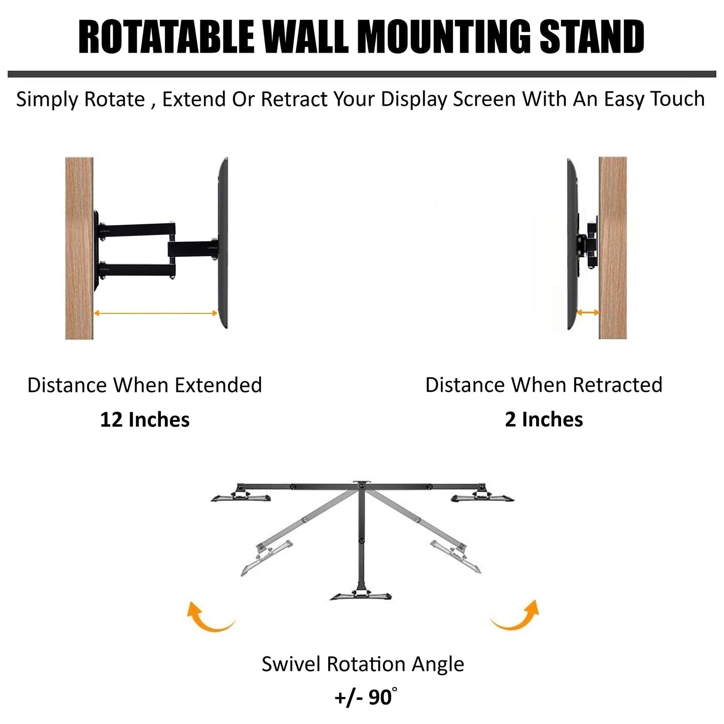 Caprigo Heavy Duty TV Wall Mount Bracket for 17 to 32 inch LED/HD/Smart TV’s, Swivel Rotatable Universal TV Wall Mount Stand (M466) - Triveni World