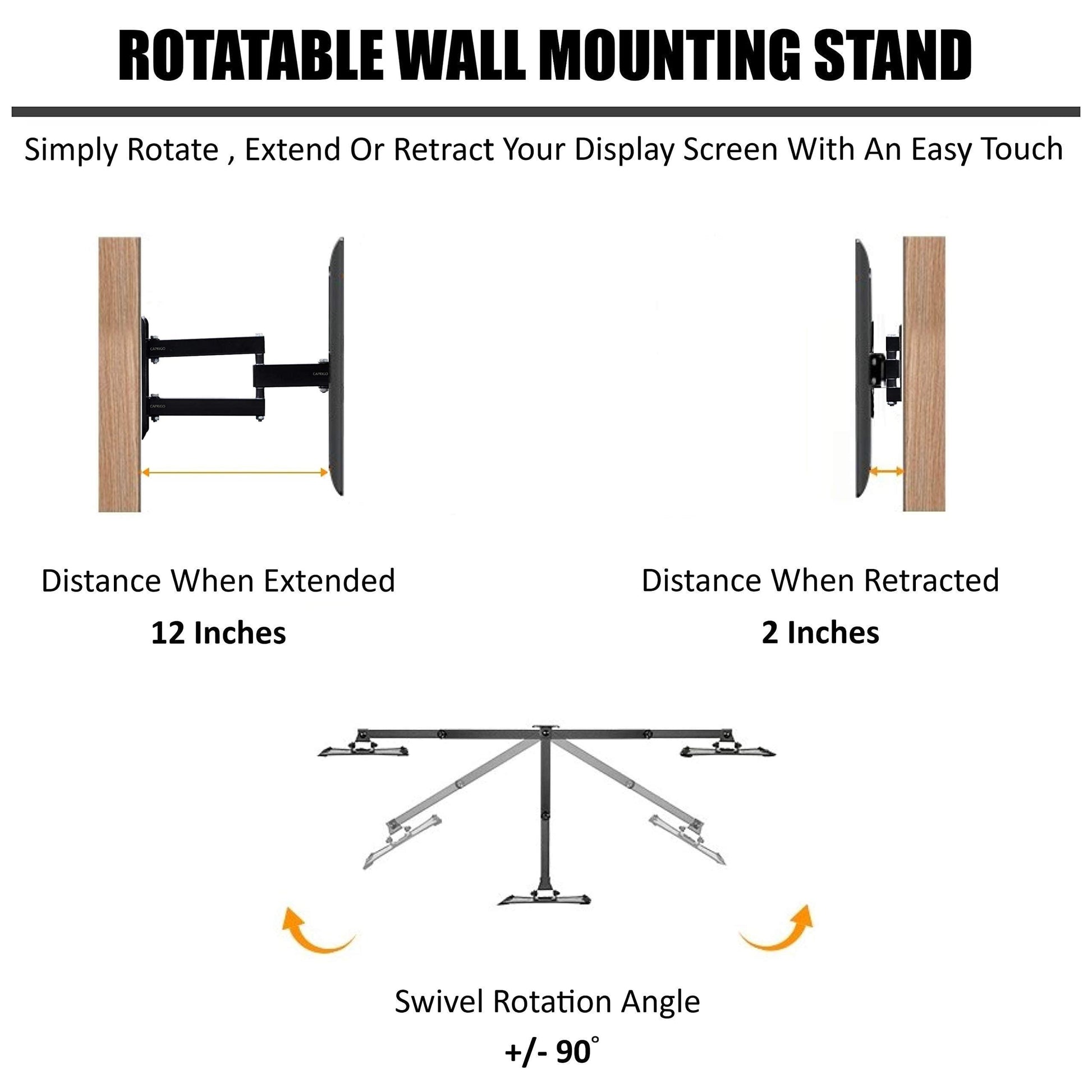 Caprigo Heavy Duty TV Wall Mount Bracket for 17 to 32 inch LED/HD/Smart TV’s, Swivel Rotatable Universal TV Wall Mount Stand (M466) - Triveni World