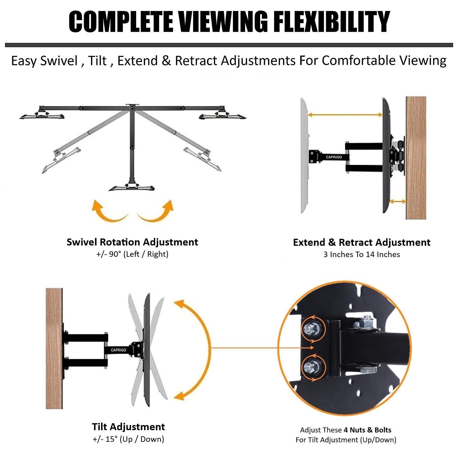 Caprigo Super Heavy Duty TV Wall Mount Bracket for 23 to 40 Inch LED/HD/Smart TV’s, Full Motion Rotatable Universal TV Wall Mount Stand with Swivel & Tilt Adjustments (M223) - Triveni World