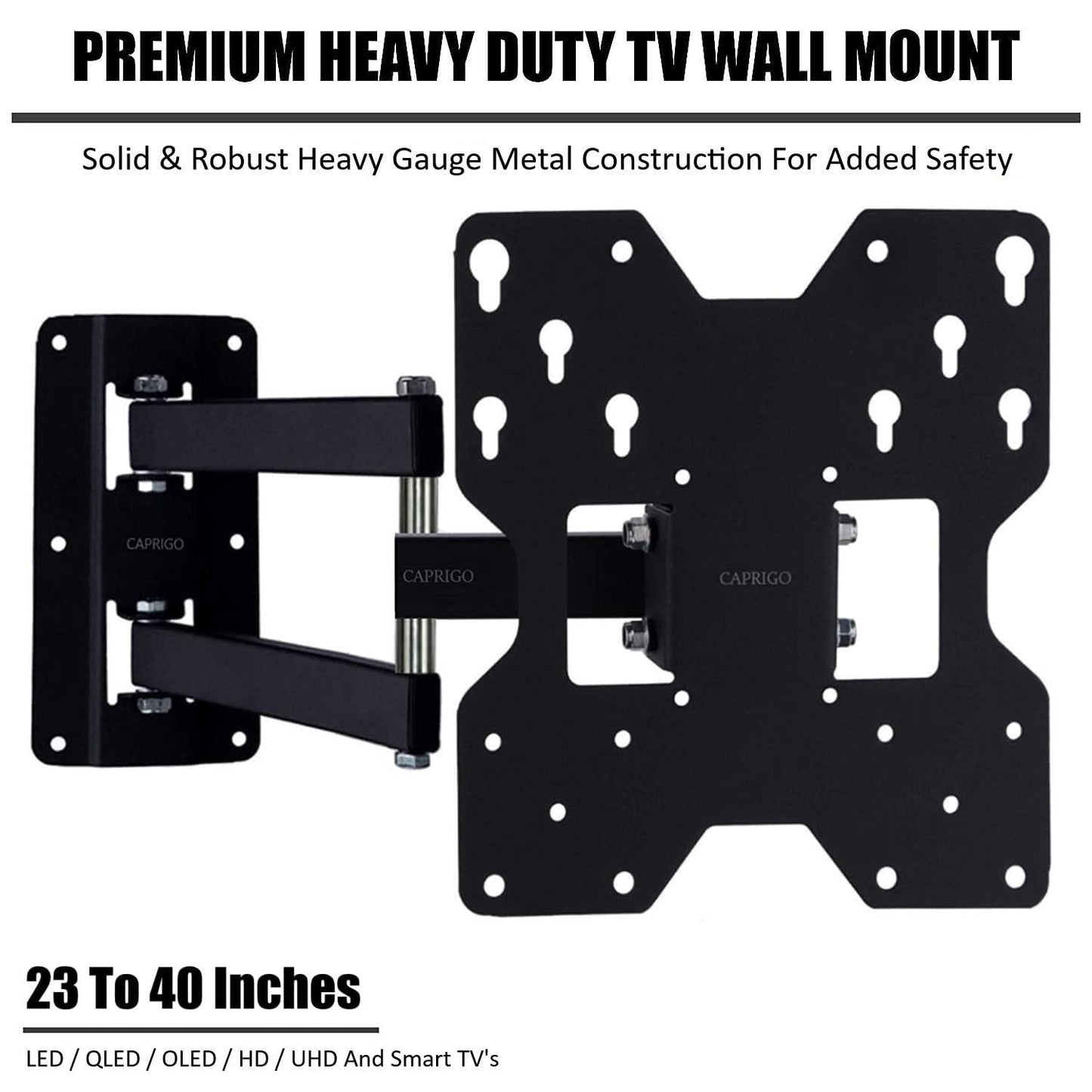 Caprigo Super Heavy Duty TV Wall Mount Bracket for 23 to 40 Inch LED/HD/Smart TV’s, Full Motion Rotatable Universal TV Wall Mount Stand with Swivel & Tilt Adjustments (M223) - Triveni World