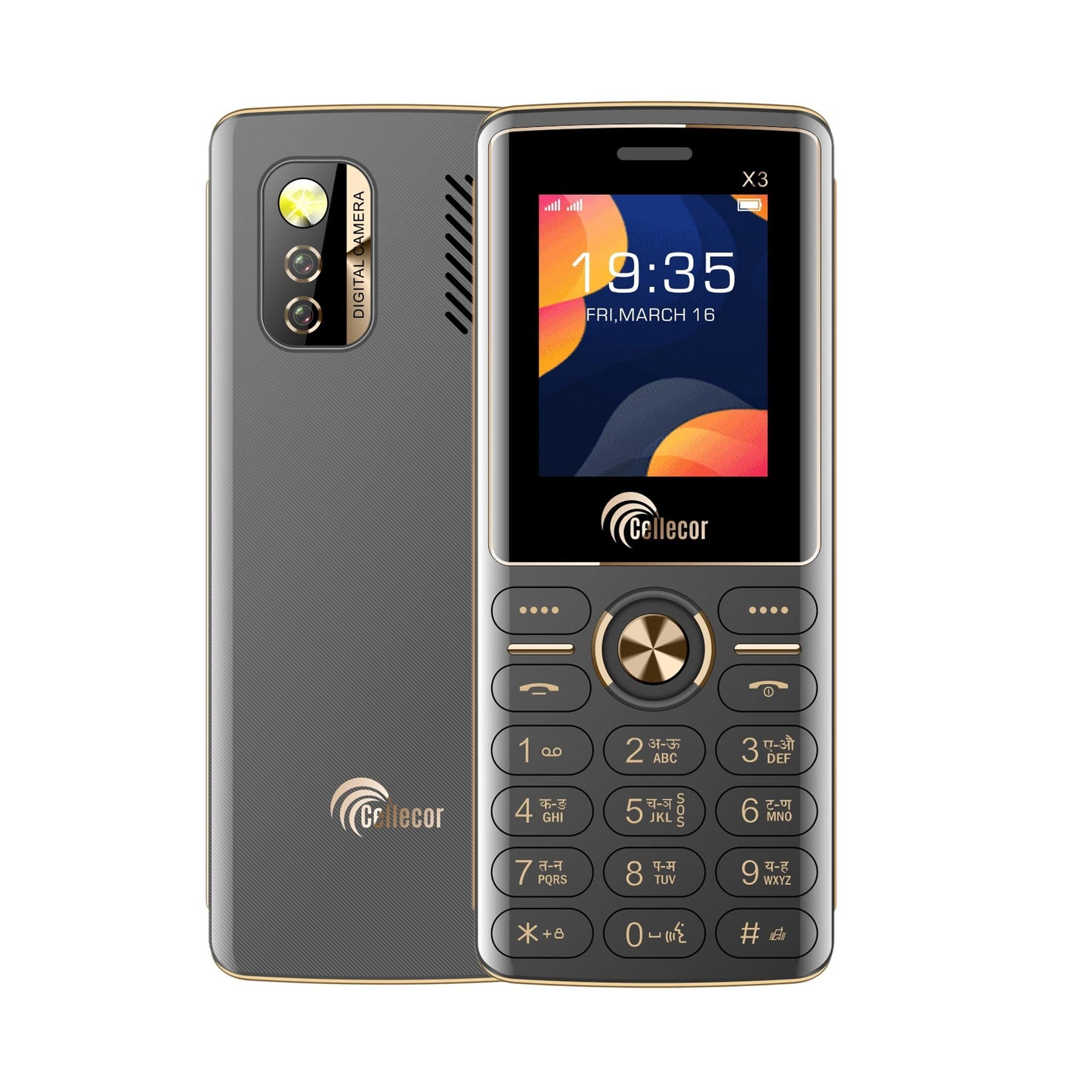 CELLECOR X3 Dual Sim Feature Phone 1000 mAH Battery with Torch Light, Wireless FM and Rear Camera (1.8" Display, Grey) - Triveni World