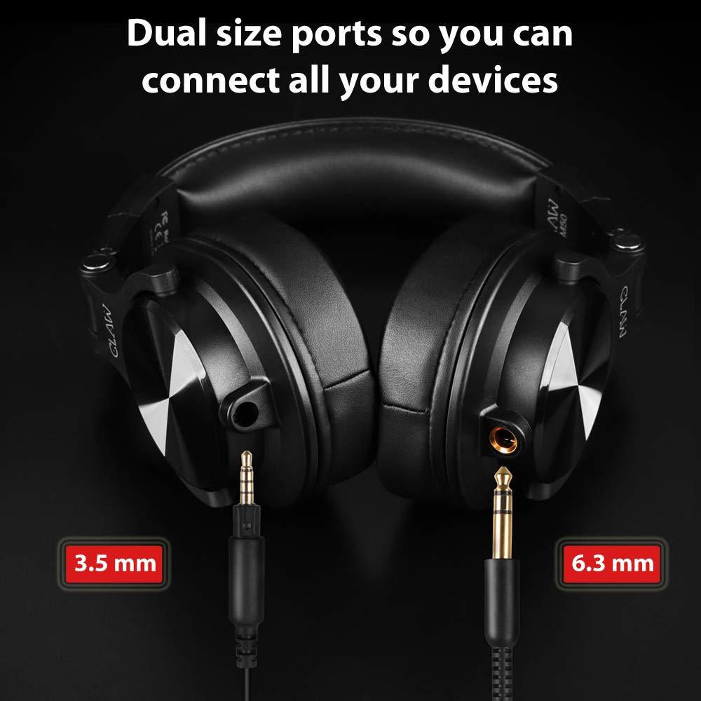 CLAW SM50 Professional Studio Monitoring DJ Wired Over Ear Headphones with 2 Detachable Cables (2.8m Coiled Cable & 1.2m Straight Cable with Mic and in-line Controls) (SM50) - Triveni World