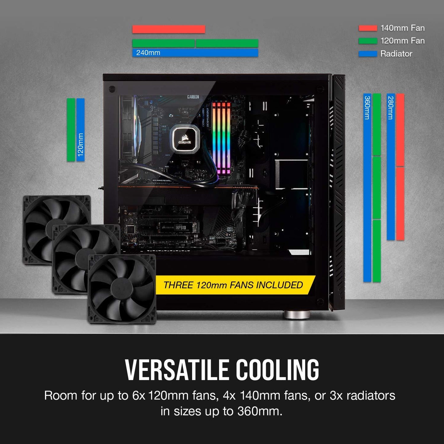 CORSAIR 275R Airflow Tempered Glass Black (CC-9011181-WW) - Triveni World