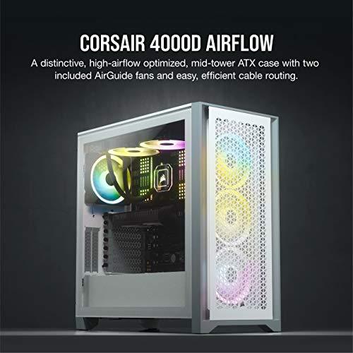 Corsair 4000D Airflow Tempered Glass Mid-Tower ATX Computer Case/Gaming Cabinet - White - CC-9011201-WW - Triveni World