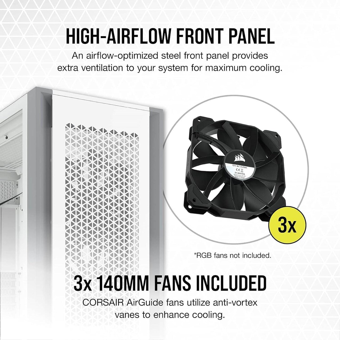 Corsair 7000D Airflow Full-Tower Alloy Steel ATX Computer Case/Gaming Cabinet - White - CC-9011219-WW - Triveni World