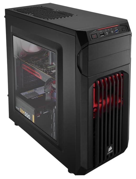 Corsair Carbide Series CC-9011050-WW Mid-Tower Steel Gaming Case with Red LED (Black) - Triveni World