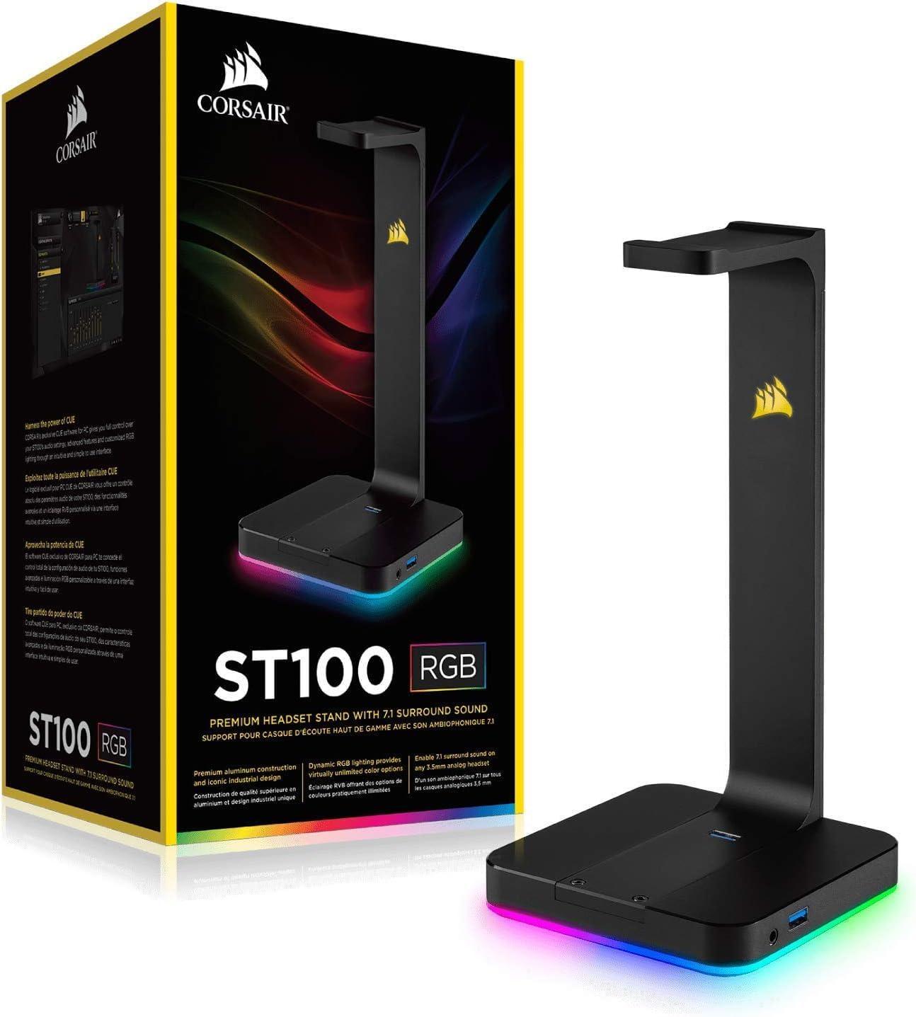 Corsair Gaming St100 RGB Premium Headset Stand with 7.1 Surround Sound - Black Tabletop - Triveni World